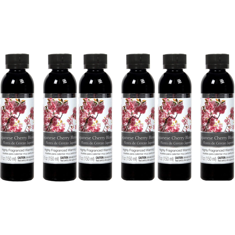 Hosley Japanese Cherry Blossom Fragrance Warming Oils, Set of 6, 5oz Each. Ideal Gift for Weddings, spa, Reiki, Meditation, Bathroom Settings