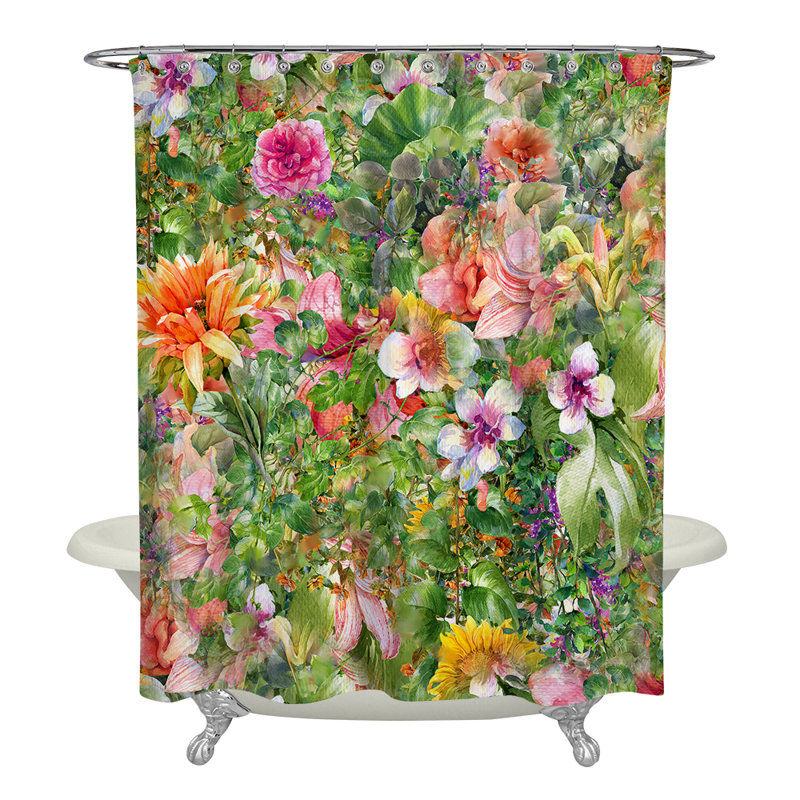 Barcelone Floral Shower Curtain, 83" H x 70" W
