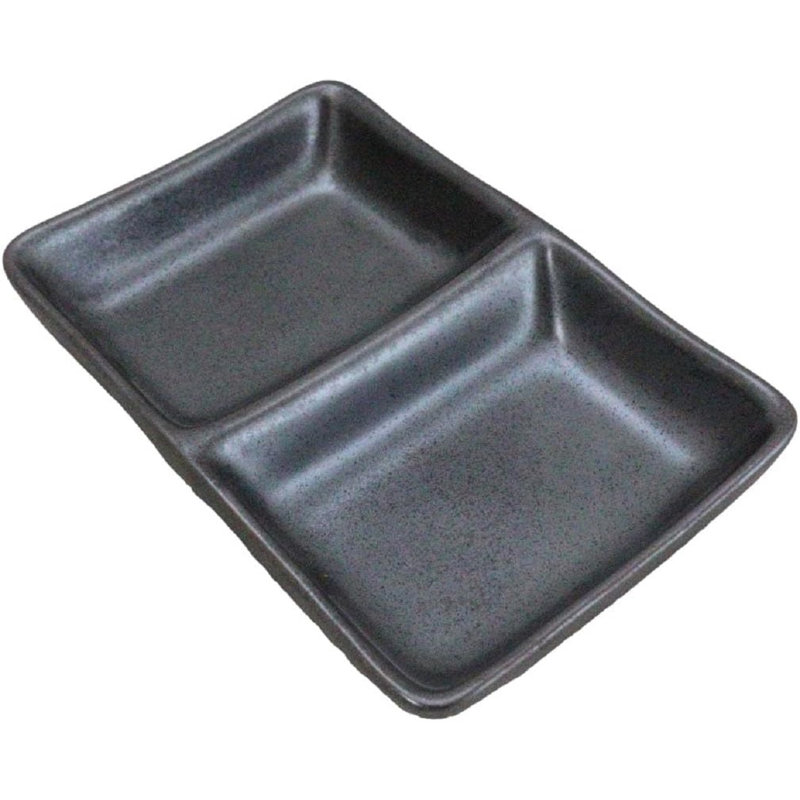Paquet de 6 plats à sauce ou à condiments en céramique Tetsu Kesho avec 2 compartiments