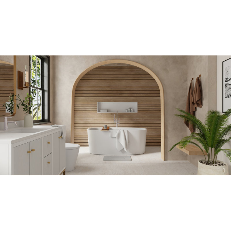 Baignoire autoportante en résine de trempage avec trop-plein et drain BW-08-G de 61 po x 31,5 po Badeloft, Blanc brillant