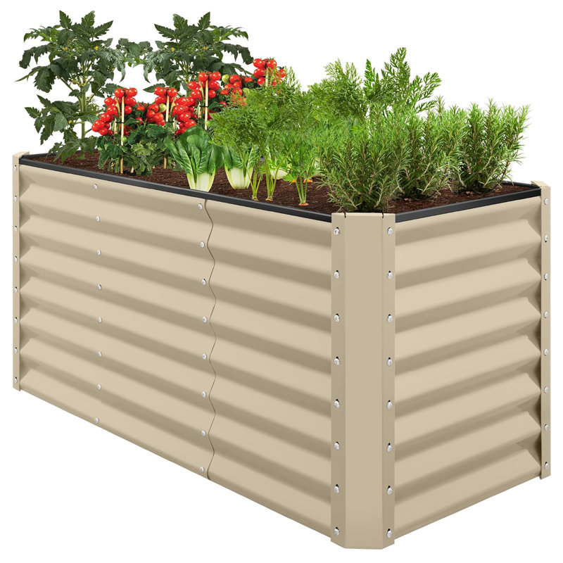 4x2x2 ft Outdoor Metal Raised Garden Bed, Spacious Deep-Root Planter for Veggies, Flowers & Herbs (119 Gallon Capacity)
