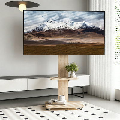 TV Stand With Shelf For Living Room, Bedroom,Offices,Mobile TV Cart For 32-75 Inches,Floor Stand With Mount On Lockable Wheels