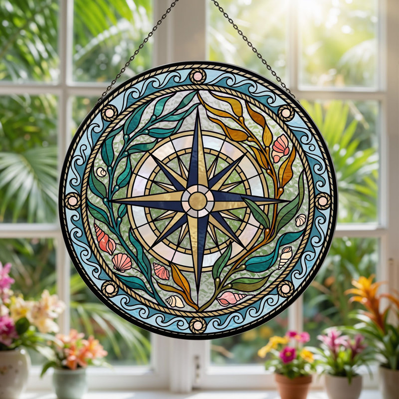 Vitrail Compass Rose, H 7,8 po