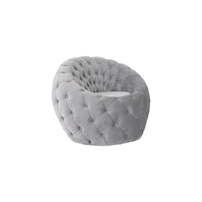Seating 35" Wide Tufted Barrel Chair, Cool Gray Velvet