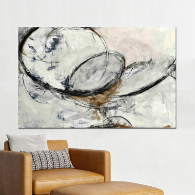 Art mural en verre abstrait gris: œuvre d'art moderne sur toile imprimée 1P