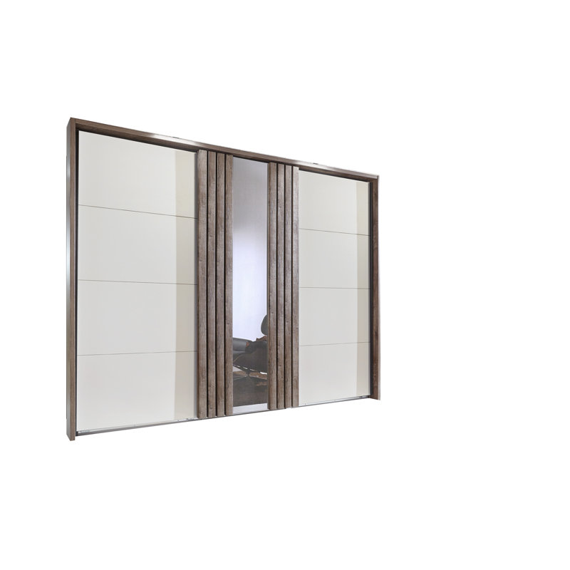 3 Door Manufactured Wood Wardrobe, Muddy Oak/Prosecco