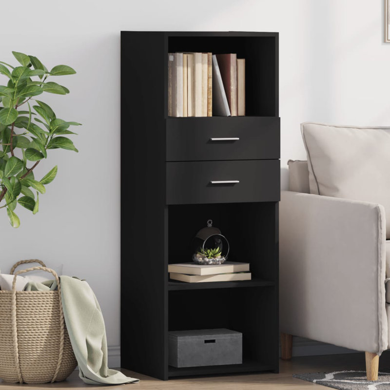 Shanesia 124cm H x 45cm W Standard Bookcase, Black