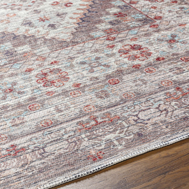Sabrina Light Gray Machine Washable Area Rug, Rectangle 9'10" x 13'