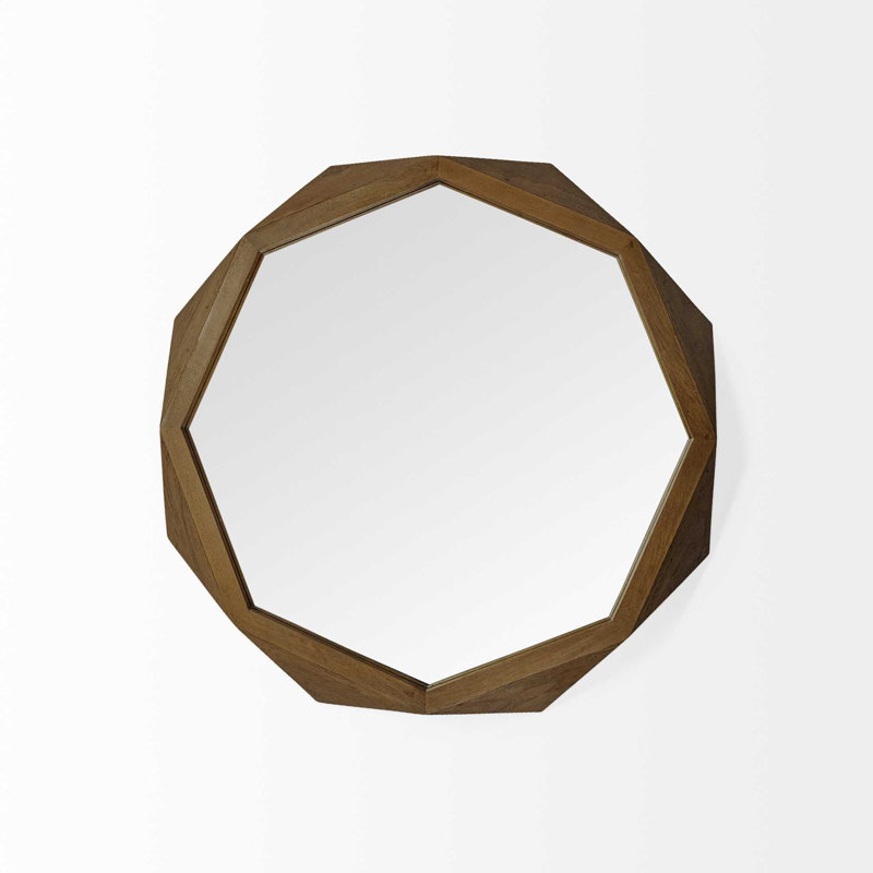 Miroir biseauté moderne et contemporain Cailani, Marron, 32 po x 32 po