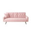 Canapé-lit en velours rose 72 po pour petits espaces 1730 avec accoudoirs avec garniture cloutée et deux porte-gobelets 1730