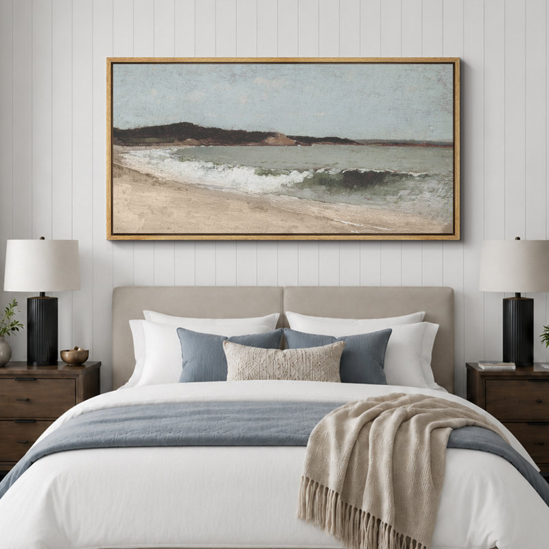 Coastal Beach Coastal Serenity Beachscape Ocean, 30" H x 60" W, Naturel