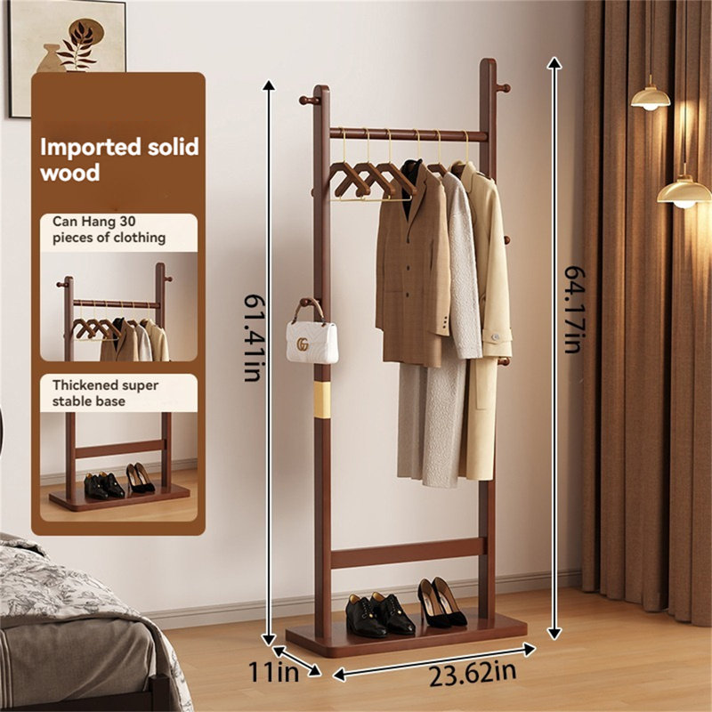 Classic Solid Wood Clothes And Hat Stand