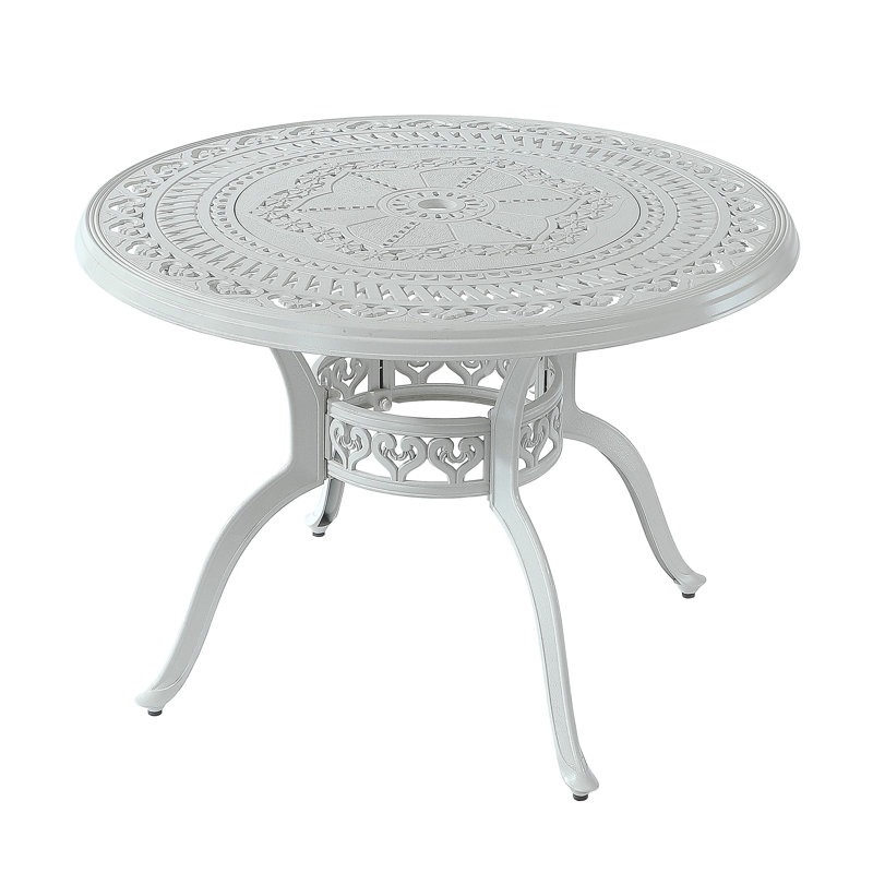 Traverse 40" Cast Aluminum Classic Embossed Finish Patio Outdoor Table, White