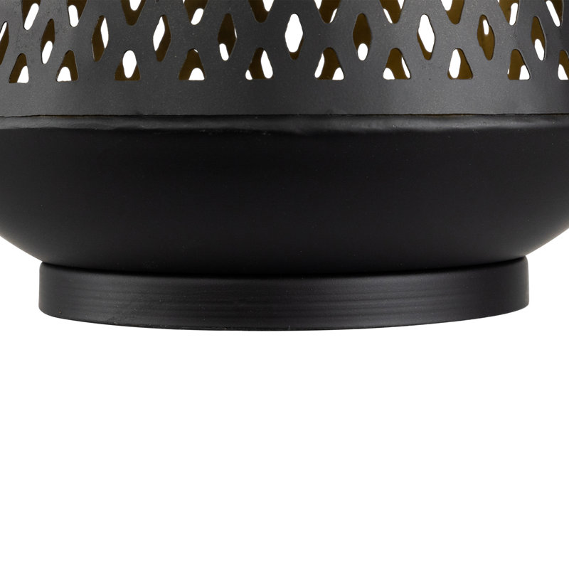 Large Laser-Cut Votive Candle Holder - - Black And Gold Finish, 9" H x 8.5" W x 8.5" D