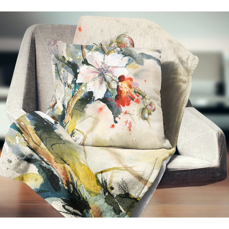 Orchid in Bloom - Floral Printed Throw Pillow, 18" x 18", Square