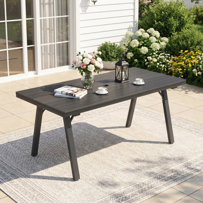 Chamblee Nika Outdoor Rectangle 67 Inch Aluminum Alloy Dining Table For Patio