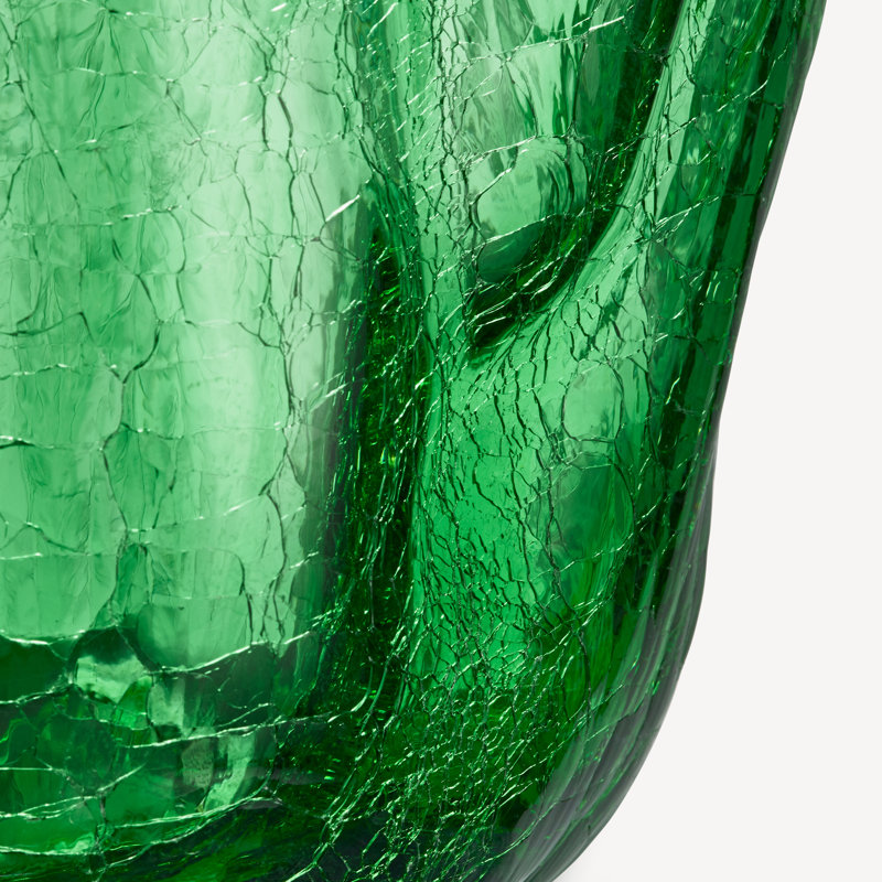 Grand vase craquelé, H 14,57 po x l 9,84 po x P 9,84 po, Vert