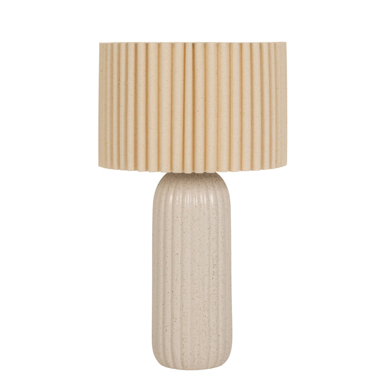 Lampe de table en grès avec abat-jour en lin Mira