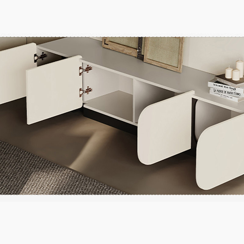 Meuble télé crème avec finition piano, 86.61"