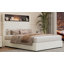 Structure de lit double capitonnée en velours pleine grandeur avec port USB et veilleuse, tête de lit à hauteur de 52 po avec rivets, lit plateforme à oreilles avec tablette de tête de lit, beige