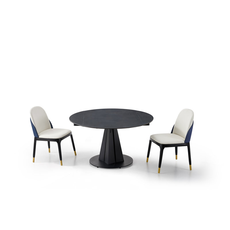 Extendable Round Stone Top Dining Table