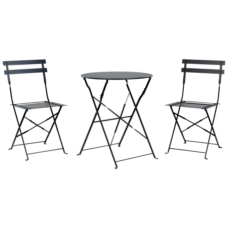 Bistro Set Metal Sea Blue Quetzy, Black