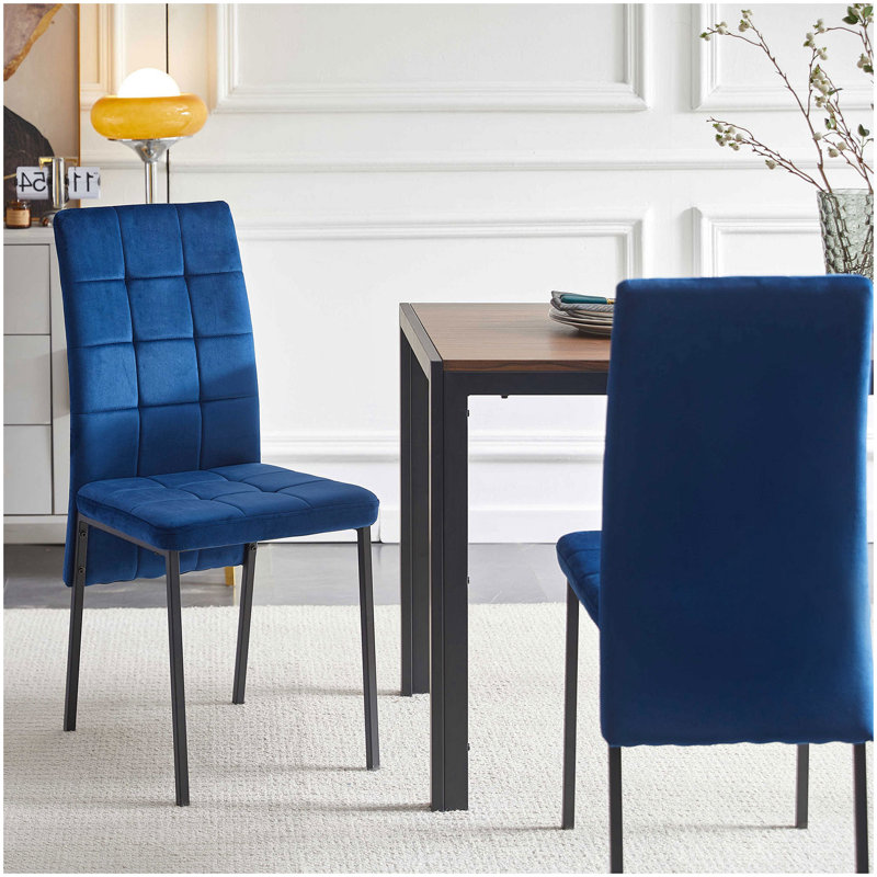 Chaise d'appoint capitonnée en velours bleu foncé