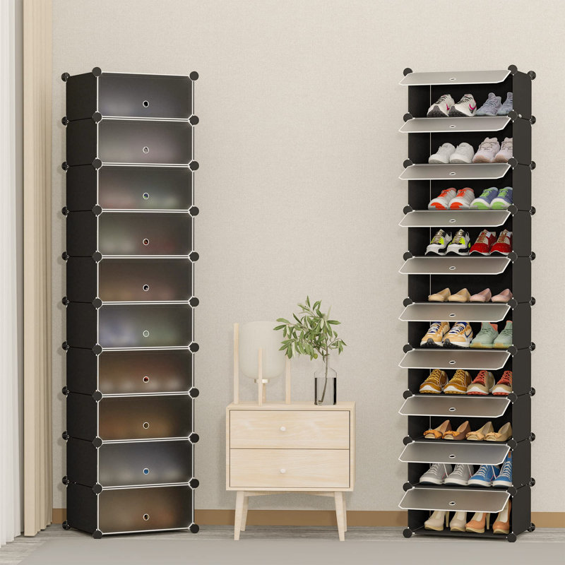 10 Pair Shoe Storage Cabinet, Black