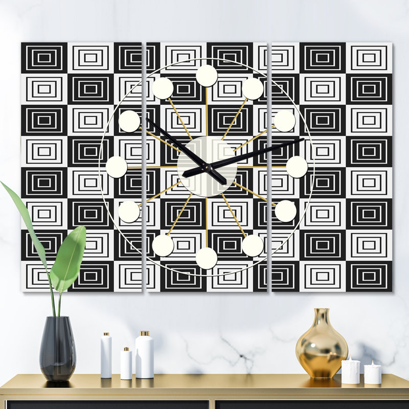 Horloge murale surdimensionnée à motif géométrique xi Mid-Century