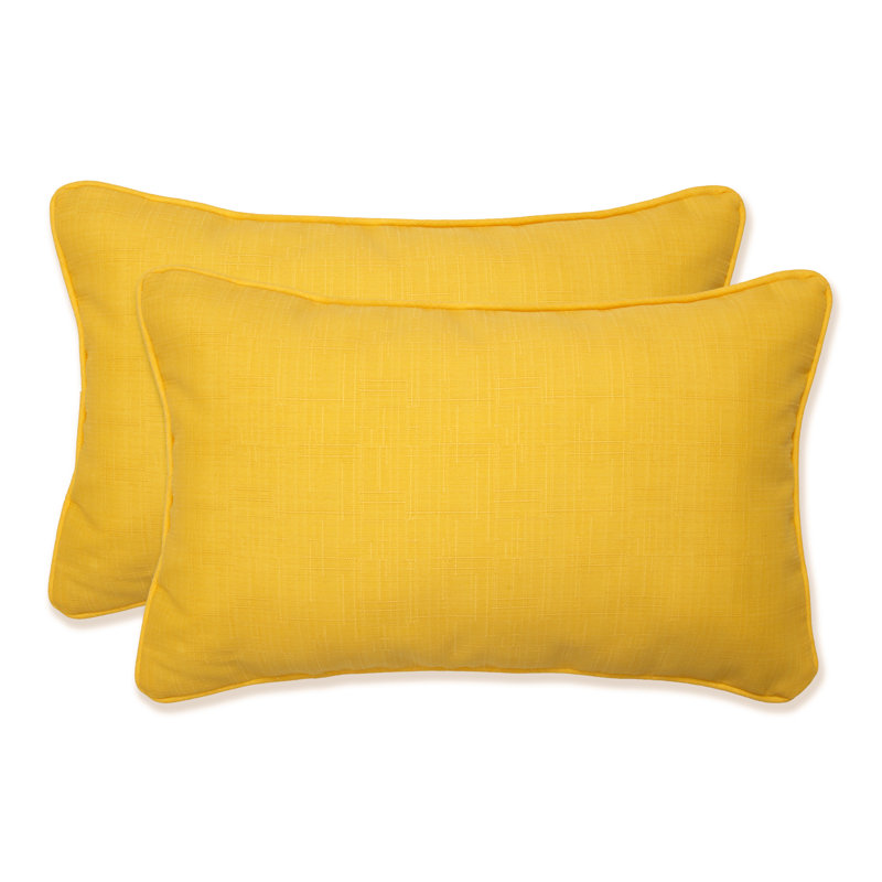 Yellow Rectangular Outdoor Throw Pillow Set
