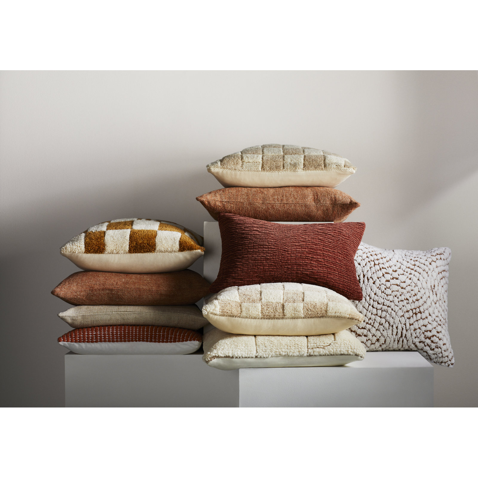 Villere Throw Pillow, Tan, 18"H x 18"W, Down