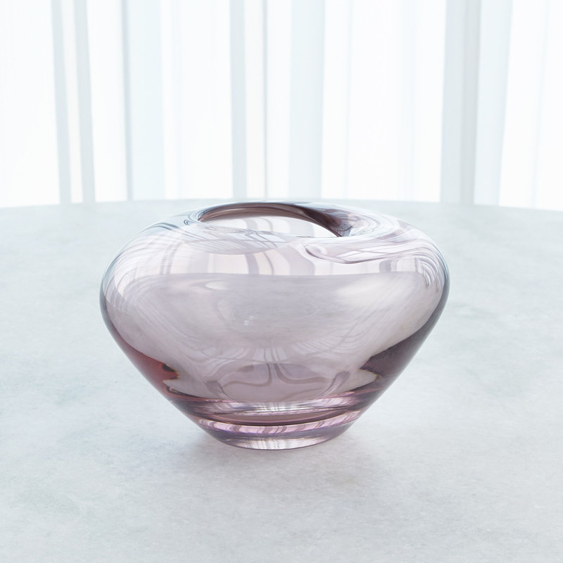 Undulating Vase-Amethyst, 6" H x 9" W x 9" D