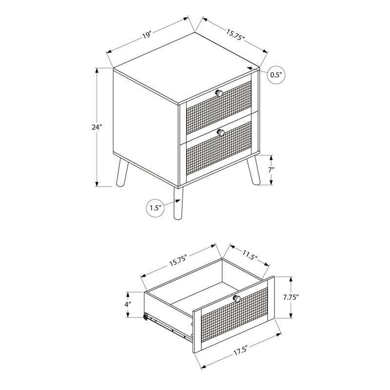 Table d'appoint (table basse incluse seulement), Noyer