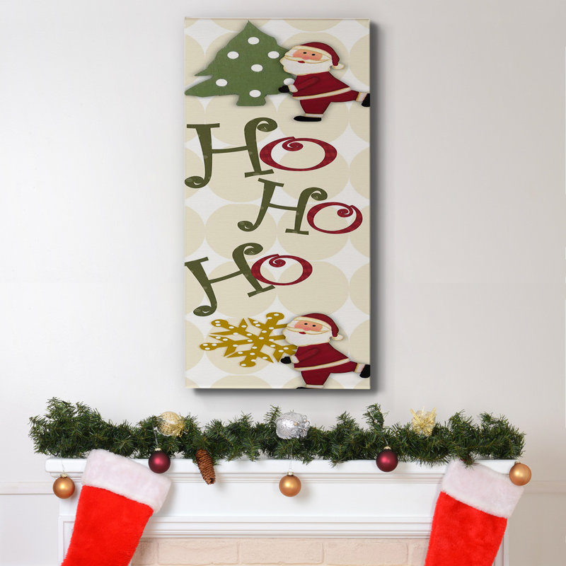 Santa Hohoho II, toile tendue avec châssis de qualité supérieure - prête à être accrochée, H 24 po x l 12 po x P 1 po
