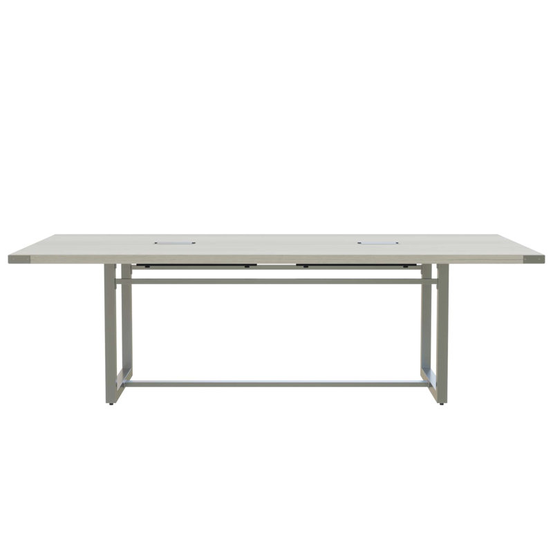 Table de conférence rectangulaire Mirella, Gris, Bois de frêne blanc