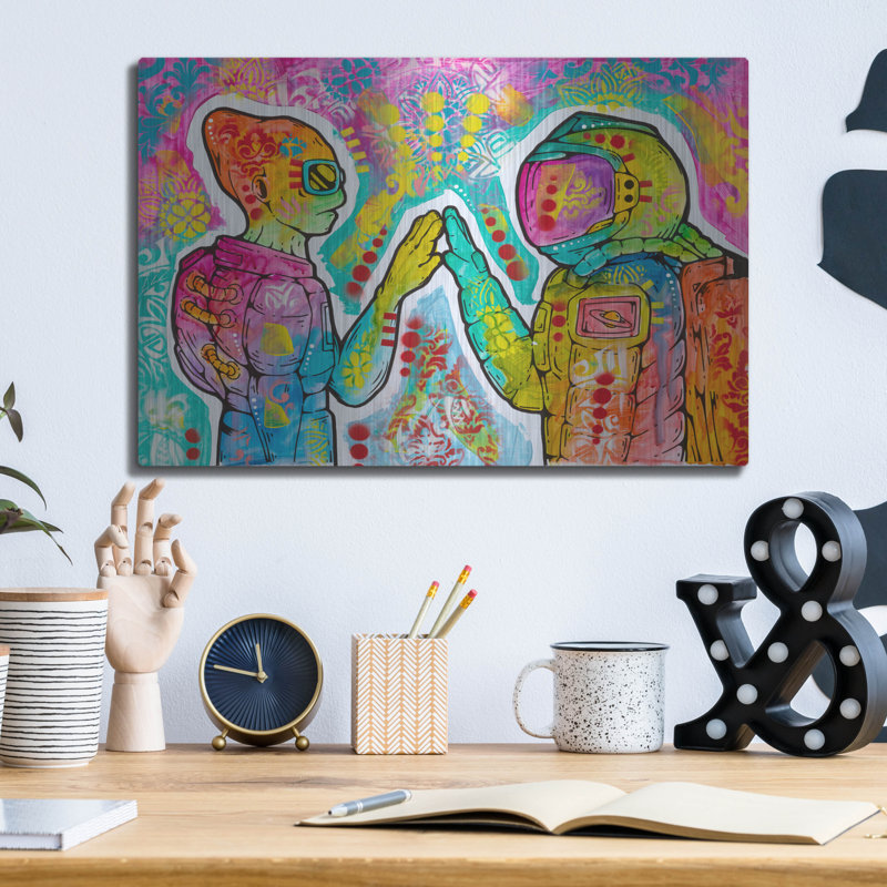 Art mural en métal Trinx «Alien First contact» par Dean Russo, H 12 po x l 16 po
