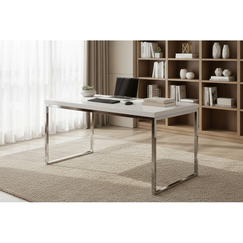 Adil Metal Base Writing Desk, White