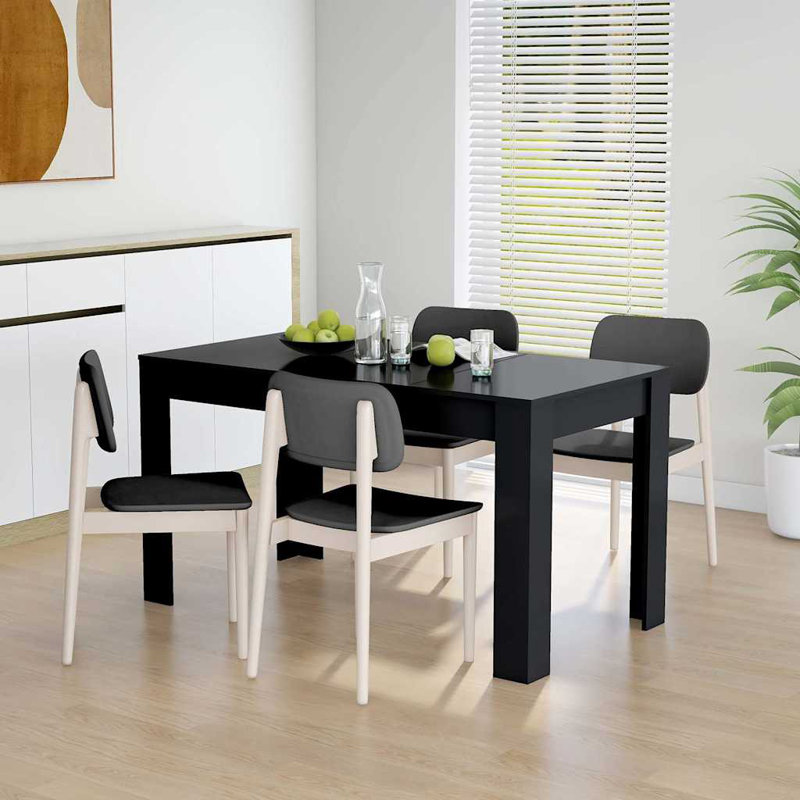 Laskody Rectangular Dining Table, 76cm H x 140cm L x 74.5 cm W, Black
