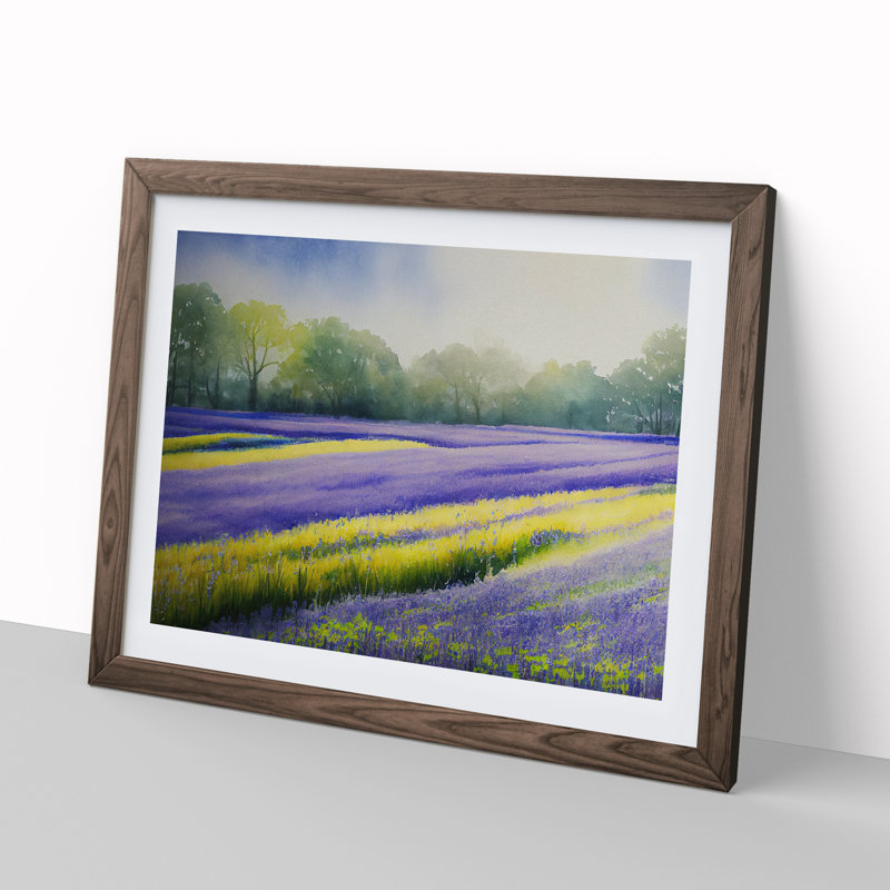 Serene Bluebell Field Vol.5 - Framed Print, 46cm H x 64cm W x 2cm D, Walnut 