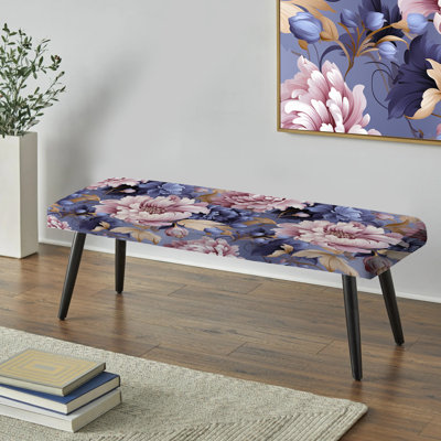 Mauve et rose Royal Damask Treasures - Banc rembourré damassé noir