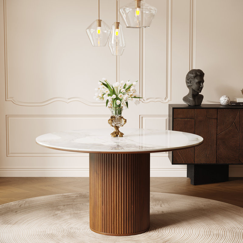Table de salle à manger 47 ", Glossy Chanel/Walnut