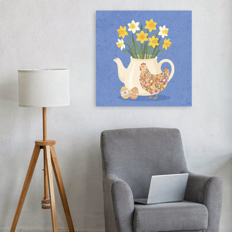 Printemps printanier, impression de jonquille, nature, animal, 24" H x 24" W
