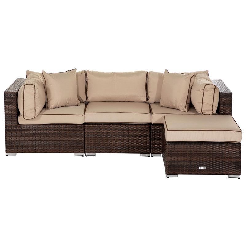 Ewing 3 Seater Rattan Sofa Set, Chocolate/Coffee Cream