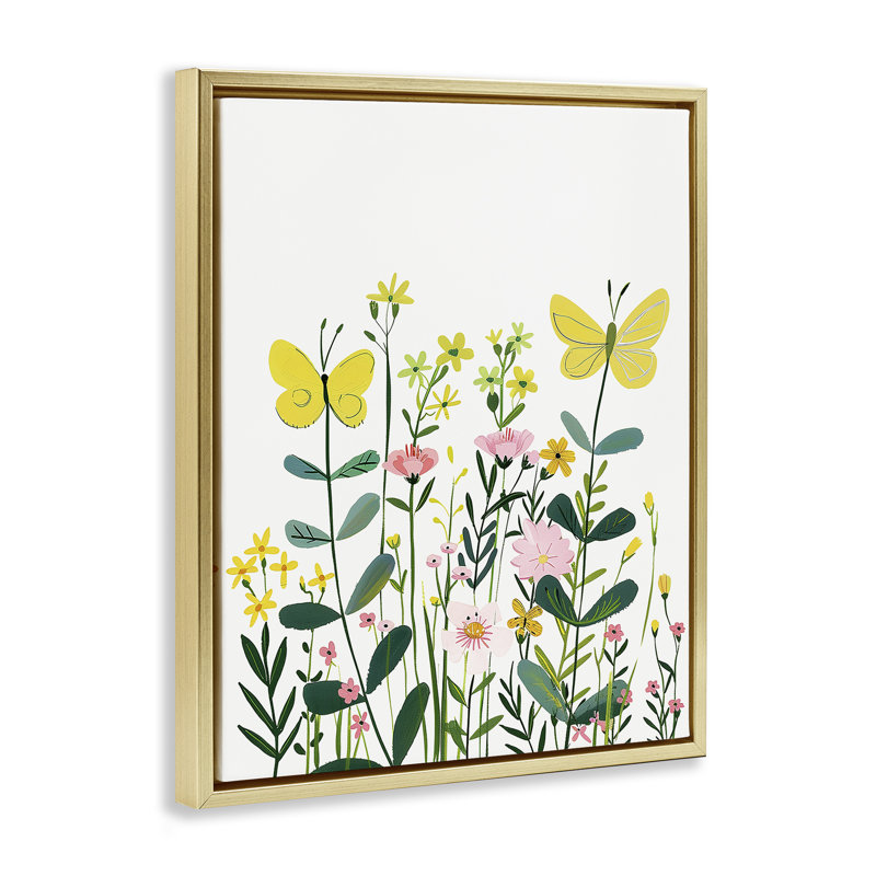  Art mural sur toile Blooming Garden Butterflies Floater par LSR Design Studio, H 21 po x l 17 po