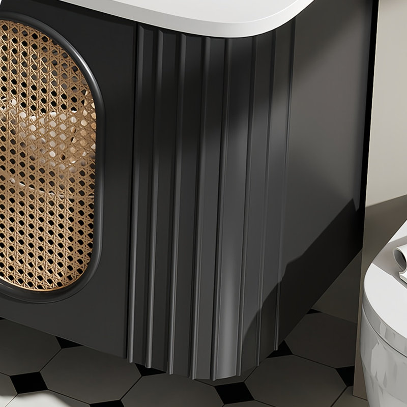 French cream-style rattan bathroom cabinet, 67"