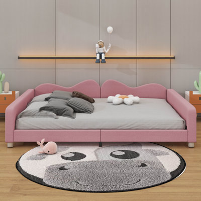 Upholstered Sherpa Fabric Sofabed With Cloud-Shaped Backrest