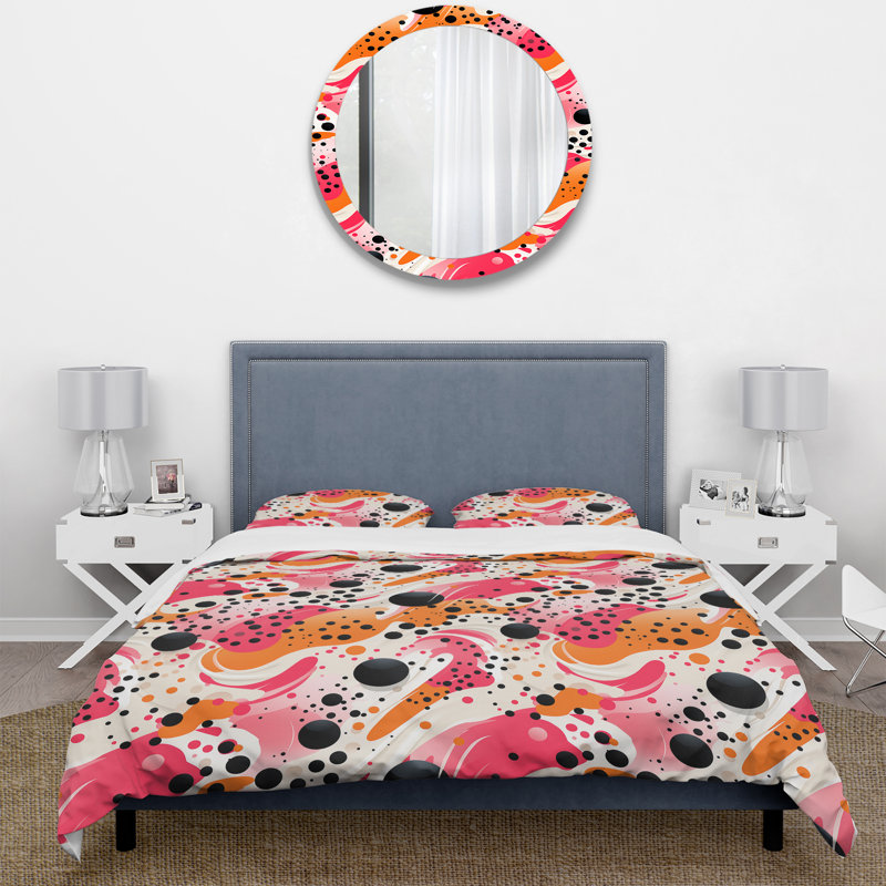 Ensemble de housse de couette Popart Dynamic Doodle Dots I, Housse de couette pour très grand lit et 2 très