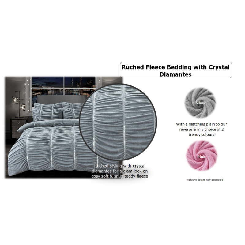 Tharp Solid Colour Duvet Cover Set with Pillowcases, Single - 1 Standard Pillowcase, Silver