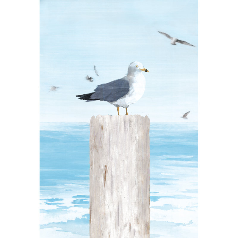 Beach Seagull - Wrapped Canvas Painting, 76cm H x 51cm W x 3.8cm D