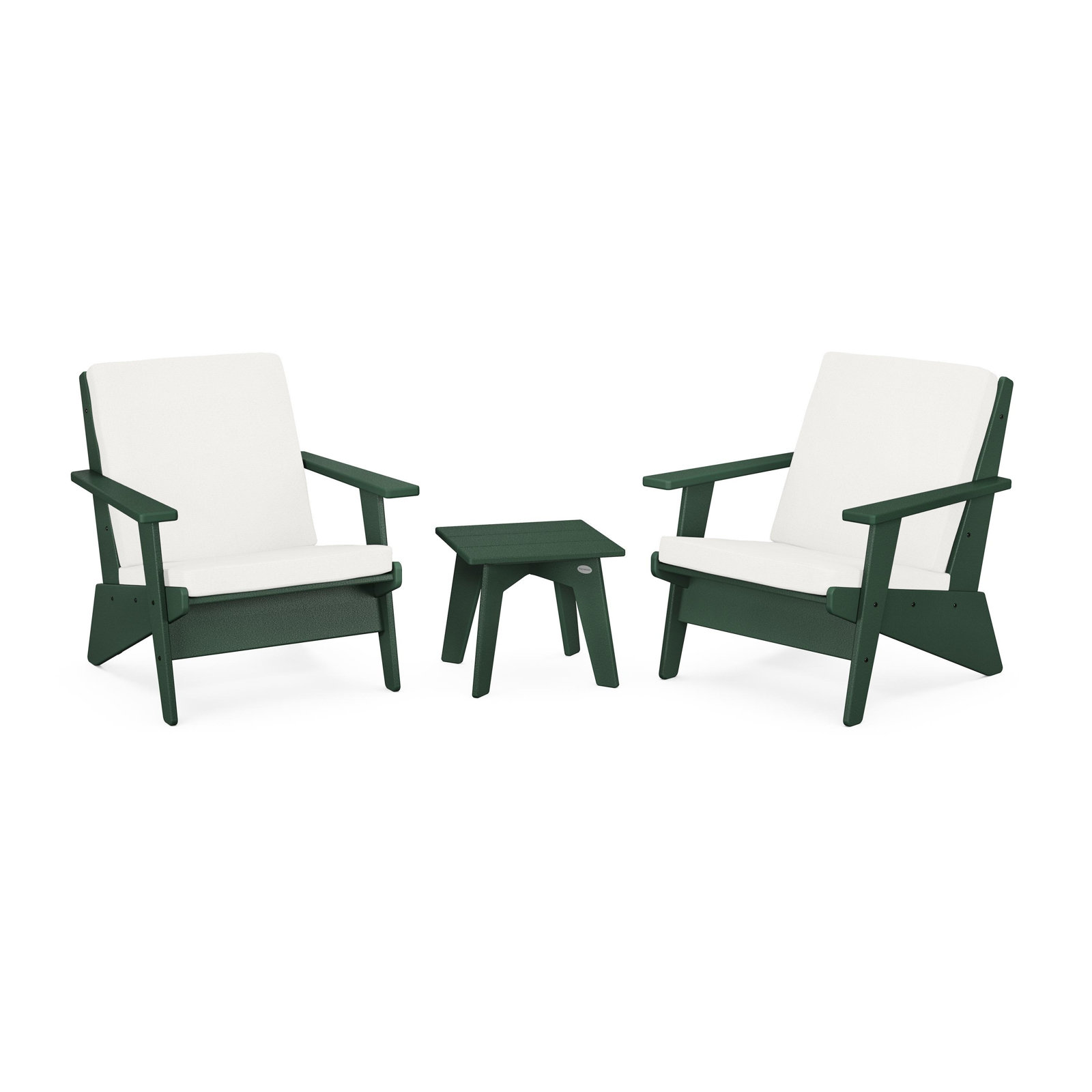 Riviera Modern Lounge 3-Piece Set, Green, Natural Linen